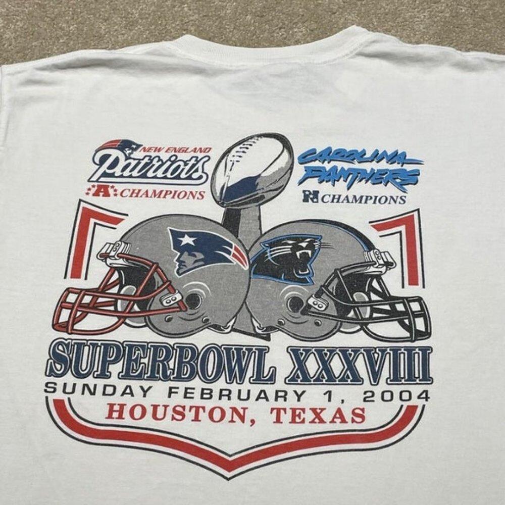New England Patriots T  Football Super Bowl Panthers Brady Shirt 90S